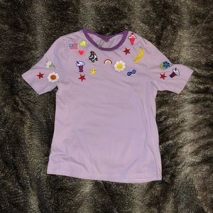 ASOS lilac colored multi patch graphic T
